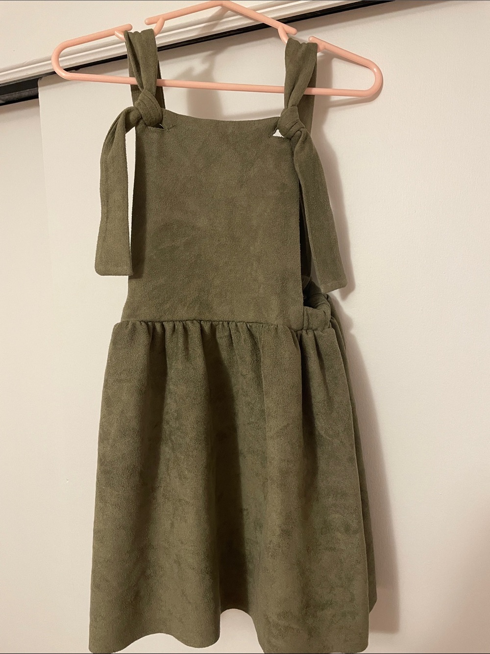 Mila & Rose Olive Green Tie-Shoulder Pinafore Dress